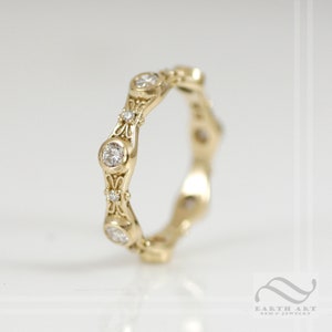 Ladies Tangled Wedding Band Ladies ring in 14k gold with stone options or sterling silver image 1