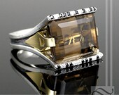 Smokey Quartz Cocktail ring in Sterling and 18k