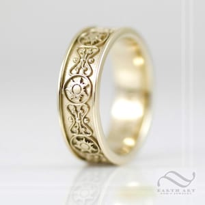 Mens Tangled Wedding Band - Mens ring in 14k gold or sterling silver