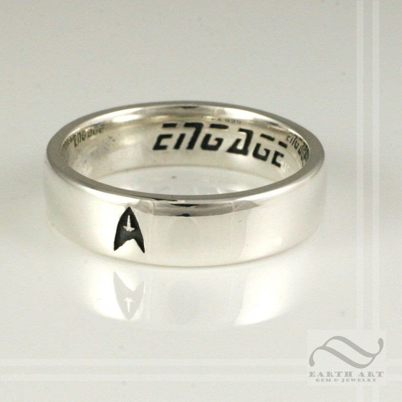 Mens Engagement Ring - Star Trek Inspired Wedding Band With Star Trek ...