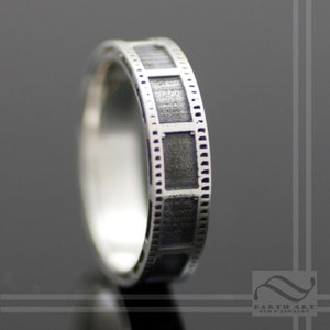 Film Strip Wedding Ring - Sterling Silver -unisex