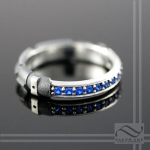 Sapphire Light Saber Ring - Sterling Silver - geeky blue wedding band, anniversary ring or promise ring