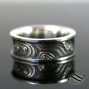 Topo Map Ring - Mens ring in 14k gold or sterling silver
