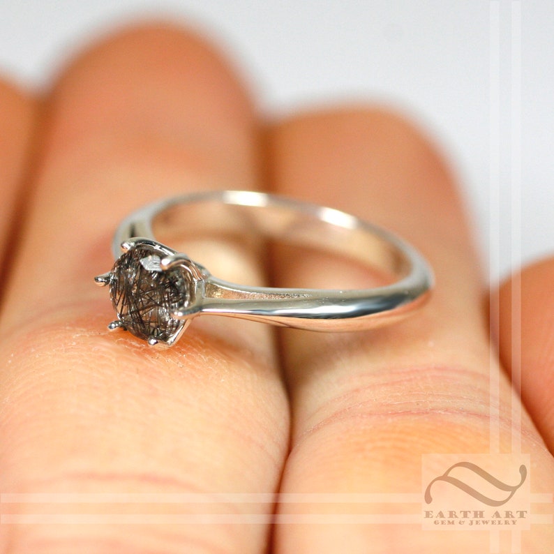 Natural Salt & Pepper Engagement ring Rutilated Etsy
