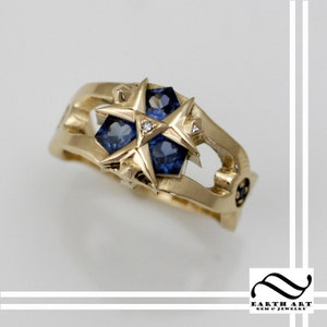 14k Zoras Sapphire Ring Custom Cut Sapphires Zelda Engagement Ring image 2