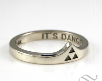 Petite Triforce Ring - 14k - Silver - and Platinum Ladies Zelda Wedding Band