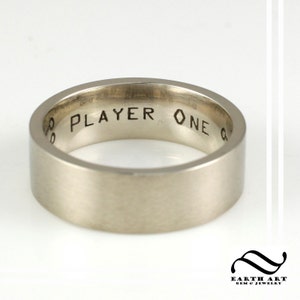 Player One Please Press Start Wedding Band Computer chip wedding ring image 3