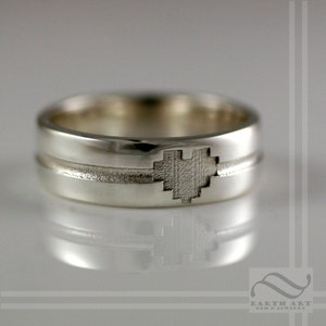 His and Hers Pixelated Heart Ring Set Sterling Silver Retro Gamer wedding Rings image 2