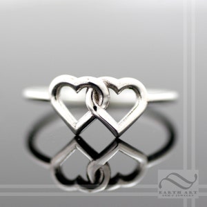 Double Love Heart Ring made in your choice of metal and size - Friendship or promise ring