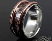 Rustic Double Metal Hammered Spinner - Sterling Silver and Copper