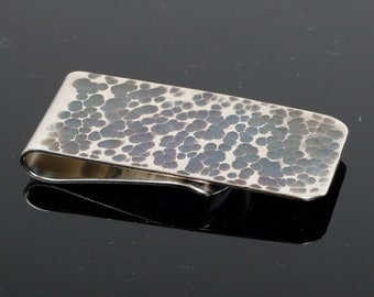 Oxidized and Hammered Sterling Silver Money Clip - Solid Sterling