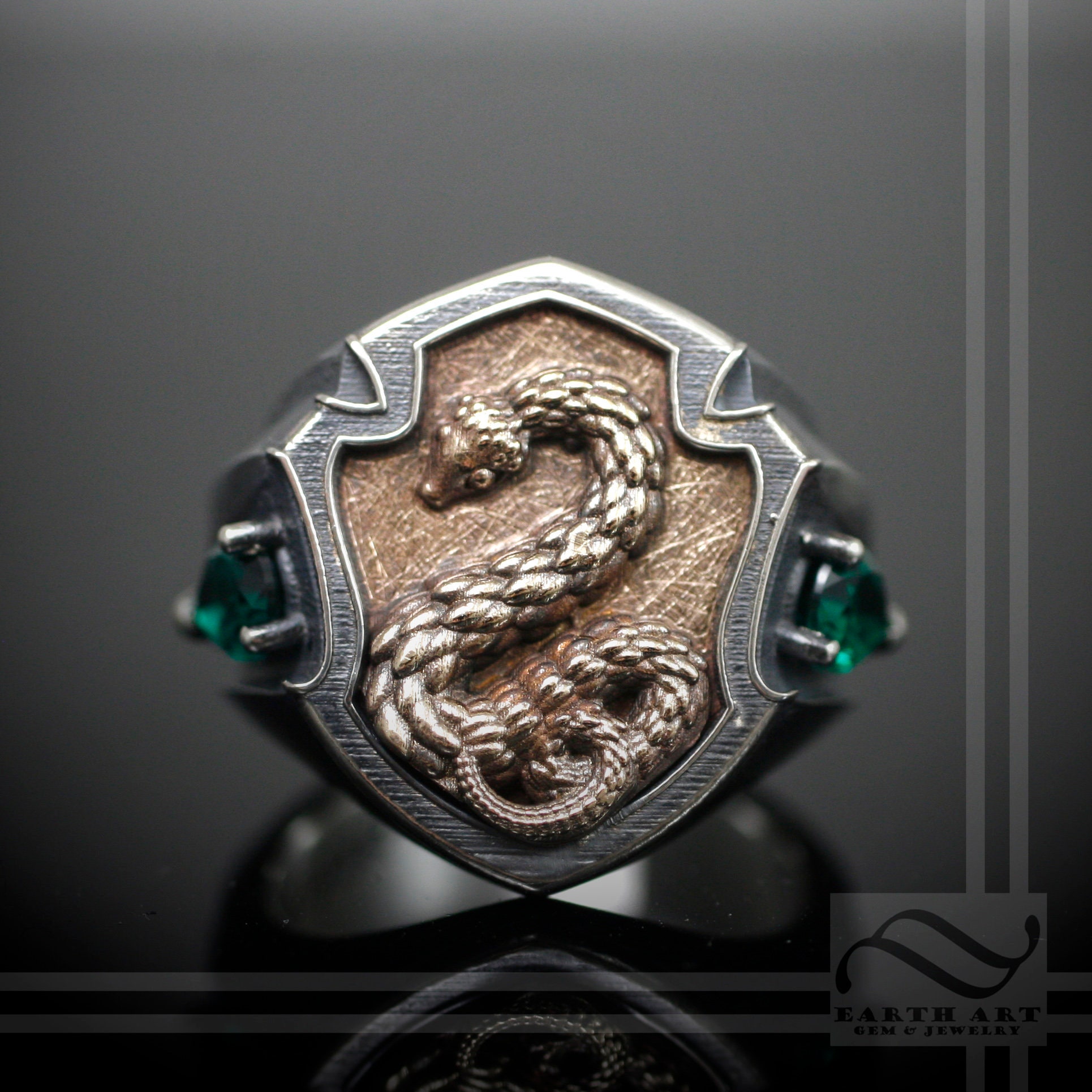 Chevaliere Maison Deluxe Le Serpent Argent Massif et Bronze Ancien Etsy Canada