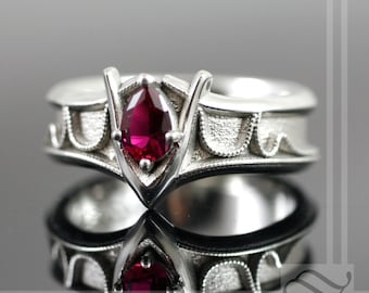 Mens Goron's Ruby - Legend of Zelda - Geeky Engagement Ring - Sterling Silver