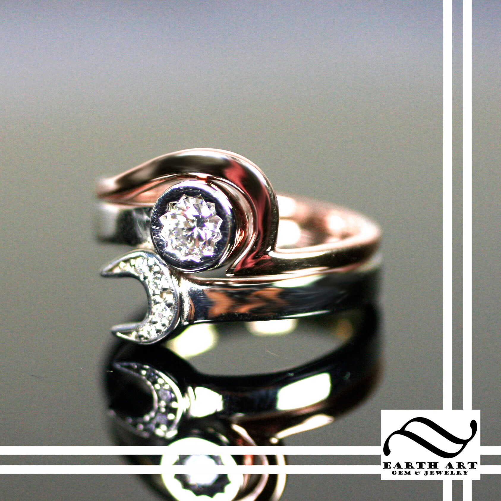 Wrench Wedding Set Diamonds in 14k Gold Engagement Ring Etsy
