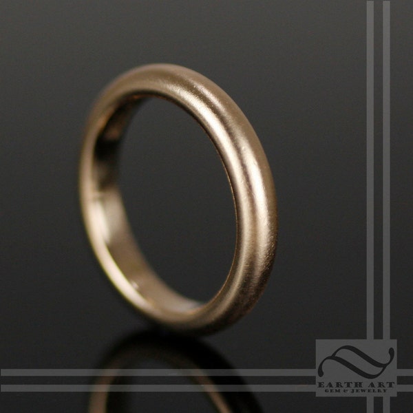 Thick Classic Mens Wedding Band - 14k - Brushed, dimpled or polished finish yellow, white or rose gold, 4mm wide comfort fit