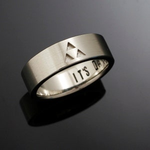 14k It&#39;s Dangerous to Go Alone - Triforce Wedding Band - Mens 7mm wide gold zelda wedding band -  LoZ themed