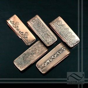 Mini fermasoldi con motivo - Rame massiccio 1 3/4" x 3/4" con 5 motivi disponibili