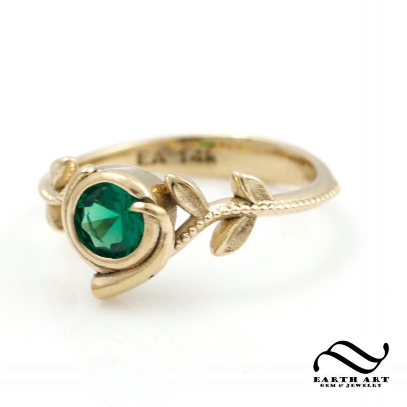 Kokiri Emerald Ring Legend of Zelda Geeky Engagement Ring 14k geel of wit goud afbeelding 4