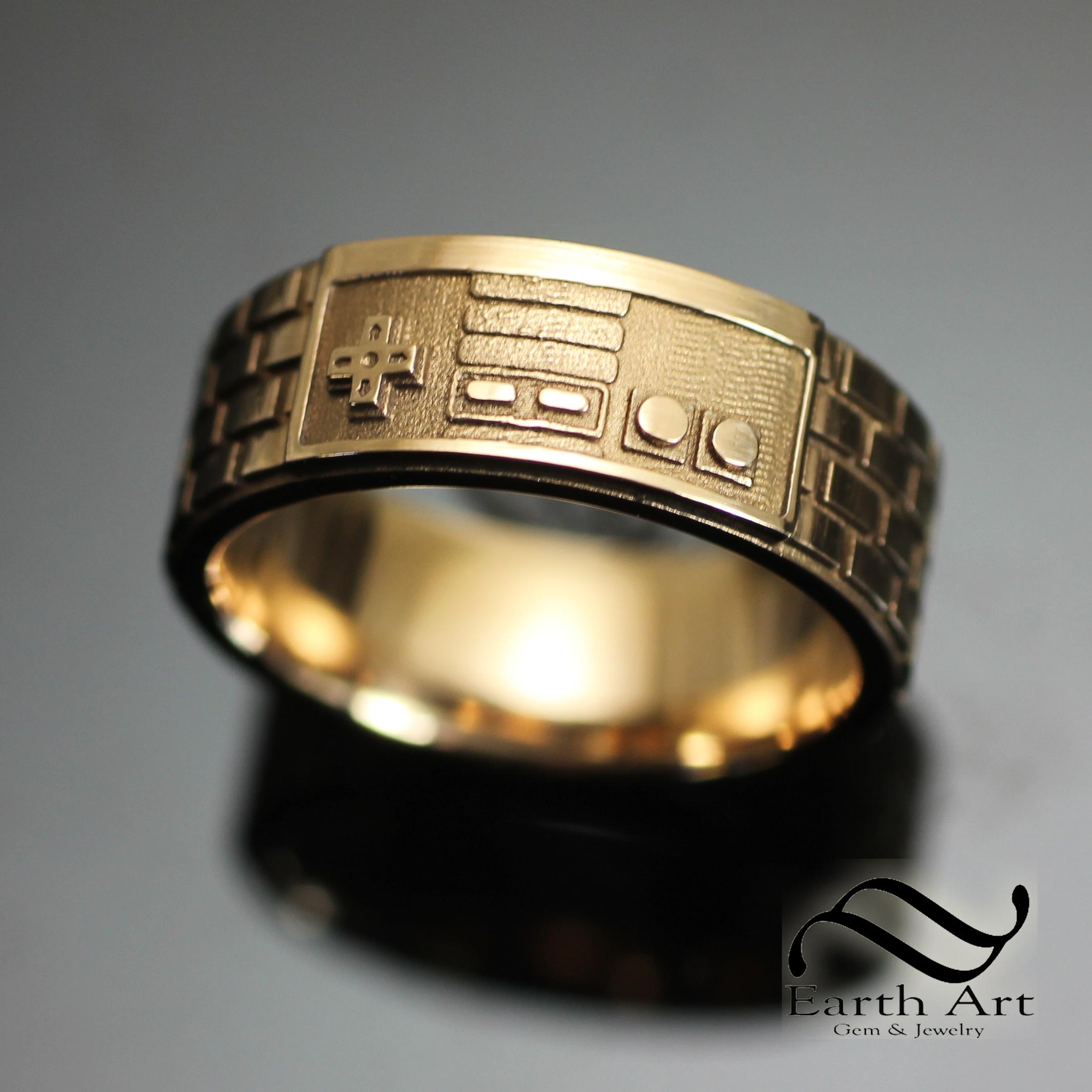 Plain NES Game Controller Ring - 10k or 14k Gold - Geeky Mens