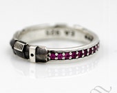 Ruby Light Saber Ring - Sterling Silver - Oxidized and polished finish - geeky wedding band