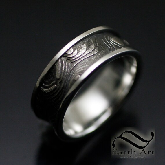 Topo Map Ring - Mens Ring in 14k Gold or Sterling Silver - Etsy