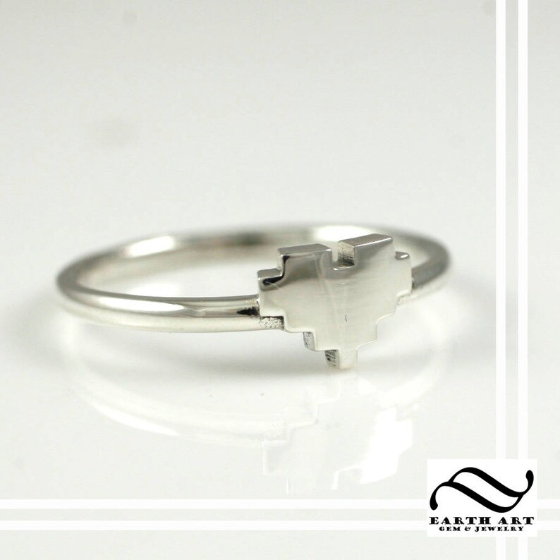 18k yellow white Pixelated Heart Ring Sterling Silver platinum- Geeky retro gamer engagement 14k rose gold palladium 10k Ladies