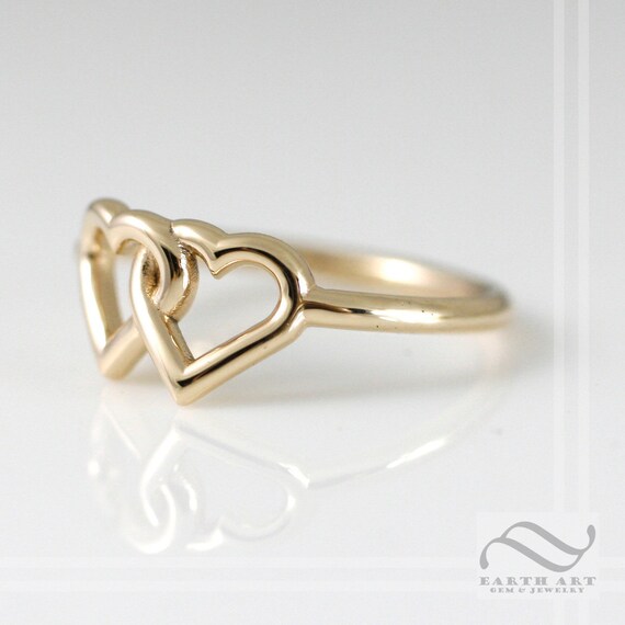 Double Love Heart Ring Made in Your Choice of Metal and Size