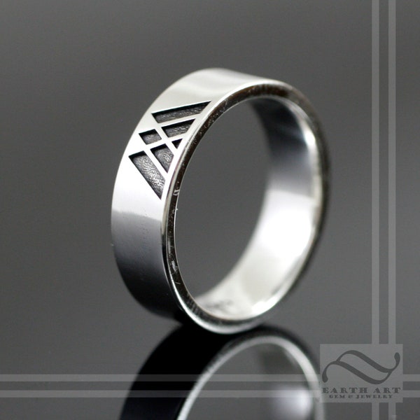 The Warlock - A simple solid Sterling silver or 14k band - 6mm wide