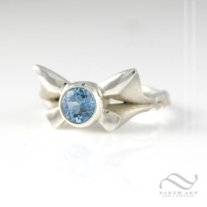 Navi Themed Ring in Silver and your choice of gems - legend of Zelda engagement ring - Fairy wings ring two tone texture