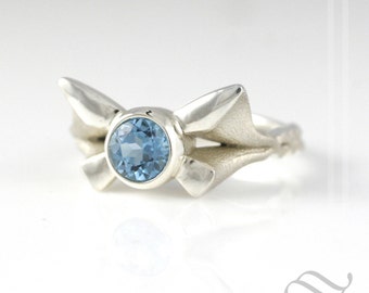 Navi Inspired Sterling Silver Ring with blue topaz - Legend of Zelda