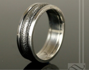 Mens Rough Path Wedding Band dimpled texture