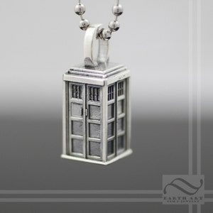 Through Space and Time -Police Box Pendant - Sterling Silver
