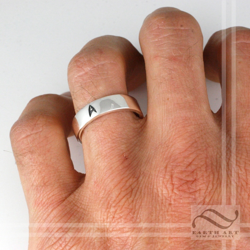 Mens ENGAGEment Ring Star Trek Inspired wedding band with star trek insignia and font engage image 2