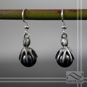 Black Pearl Octopus Earrings - Sterling Silver - Natural or imitation pearl white or black pearl options