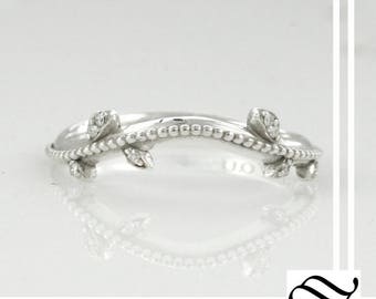 Wedding Band for Kokiri Emerald Ring -  Silver or gold with diamond option