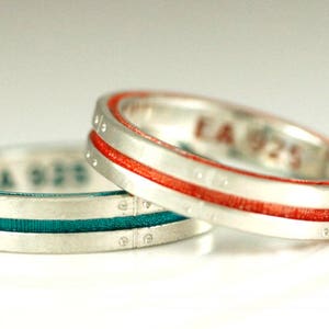Portal wedding Band - Orange or Blue in Sterling Silver