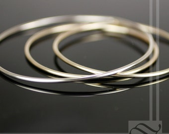 One Round 14k Gold Bangle - Satin Finish - yellow, rose or white gold, simple, minimalist bracelet