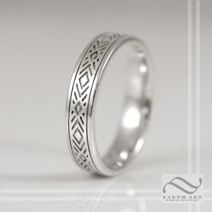 Art Deco Style ladies wedding band in Sterling or gold