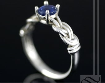 Belay On!  Sapphire Engagement Ring with Figure 8 knot Platinum, gold or sterling silver