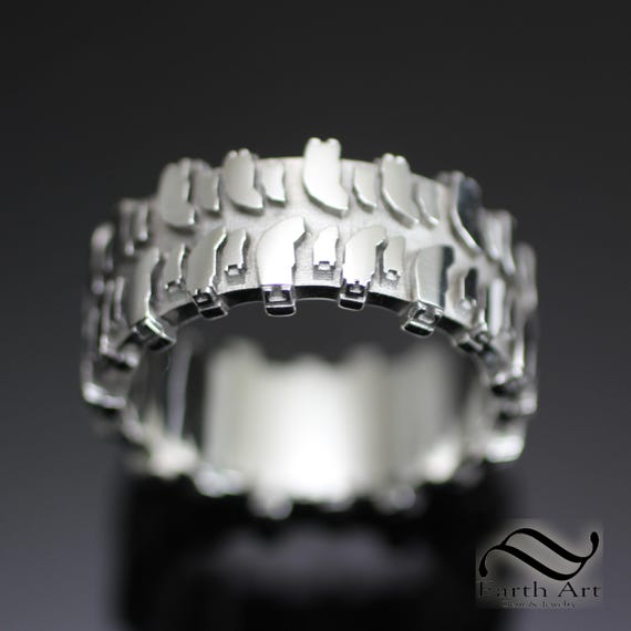 Mens Extreme Mud Bogger Tire Tread Wedding Ring - Wide Design