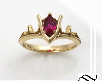 Goron's Ruby - Legend of Zelda Geeky Engagement Ring - 14k yellow or white gold