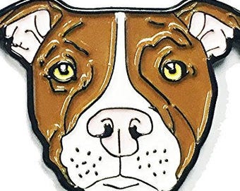 Brown White Pitbull American Bully Pit Bull Terrier Breed Dog Lover Enamel Pin