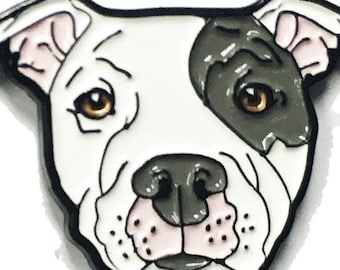 Gray Eyed White Pitbull American Bully Pit Bull Terrier Breed Dog Lover Enamel Pin