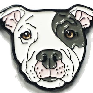 Gray Eyed White Pitbull American Bully Pit Bull Terrier Breed Dog Lover Enamel Pin