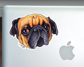 Little Adorable Pug Full Color Art Decal Apple Macbook Laptop