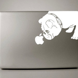 Bridget the English Bulldog Sniffs Apple Decal MacBook image 1