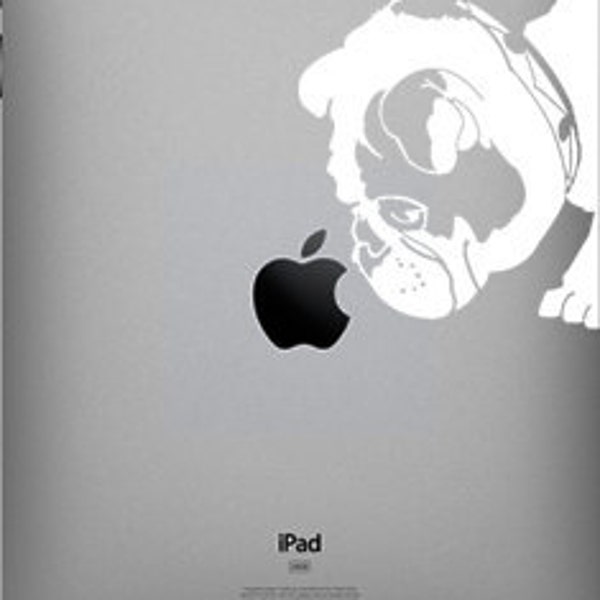 Brit The English Bulldog Sniffs Apple Decal for iPad 1 or iPad 2