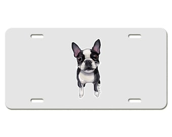 Boston Terrier License Plate Available in Black or White