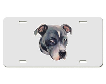 Grey Pitbull License Plate Available in Black or White
