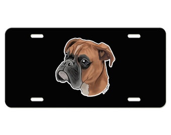 Boxer Dog License Plate Available in Black or White